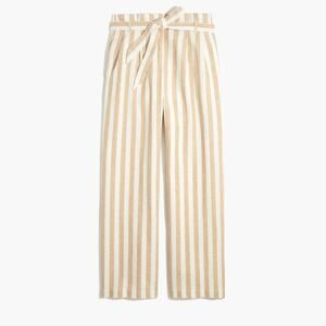 J Crew Women’s Coastal Chic Striped Linen-Cotton Paper Bag Pant Cropped- Size 10
